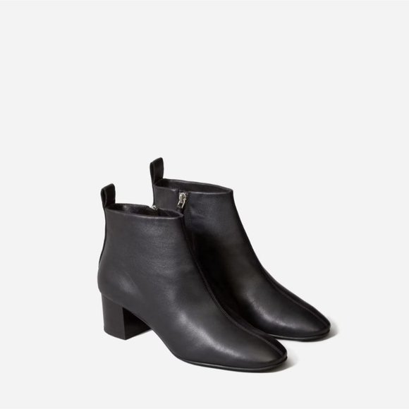 Everlane The Day Ankle Boots in Black Leather Womens Italy Booties - Picture 3 of 16